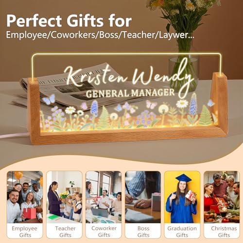 Ships Next Day, Custom Name Plate for Desk - Business Light Up Acrylic Desk Name Plate Personalized Elegant Office Gift for Boss Coworker Teacher Employee Appreciation Gift, Office Decor for Women Men - Image 5