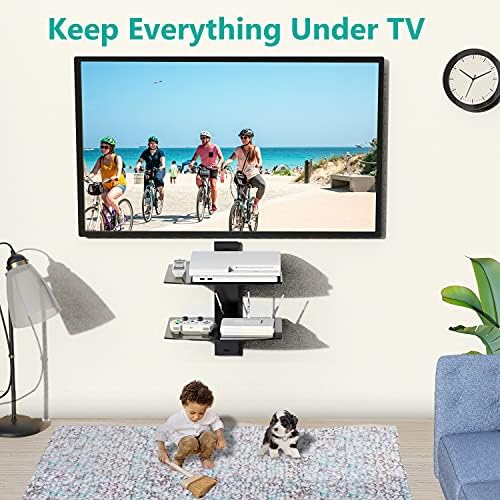 WALI 2 Tier Glass Floating TV Wall Shelf for Projector, DVD Players - Image 4