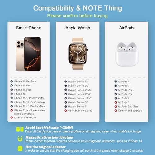 3 in 1 Wireless Charging Station for Apple,Foldable Magnetic Travel Charger - Image 3
