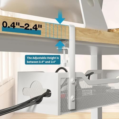 Under Desk Cable Management Tray 2 Pack, No Drill Cable Organizer With Clamp for Standing Desk, Easy to Install Cord Management System, No Damage Wire Organizer - Image 3