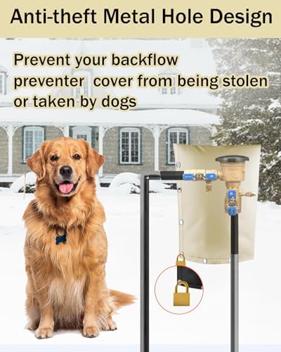Backflow Preventer Pipe Insulation Cover (5F), 24"X13" Thicker Pressure Vacuum Breaker, Water Well Pump Sprinkler Valve Protection for Winter Freeze, Khaki - Image 6
