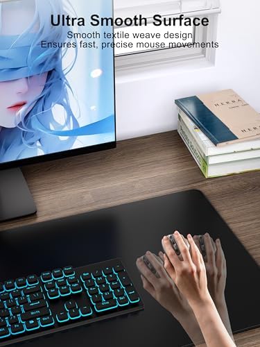 TopMade Wireless Charging Mouse Pad, 31.5"x15.75" XXL Extra Large Gaming Mousepads Waterproof Desk Pad with Ultra-Smooth Surface, Non-Slip Base, Classic Black Computer Desk Mat for MacBook, PC, Laptop - Image 4