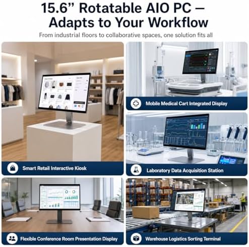 15.6" All-in-One Industrial Desktop Computer, Fanless Android 12 Touchscreen PC with Swivel Mount Rugged RK3399 Tablet, 4GB RAM 64GB ROM, 1920 x 1080 IPS, USB 3.0 for Office/Kiosk/Bar/Warehouse - Image 7