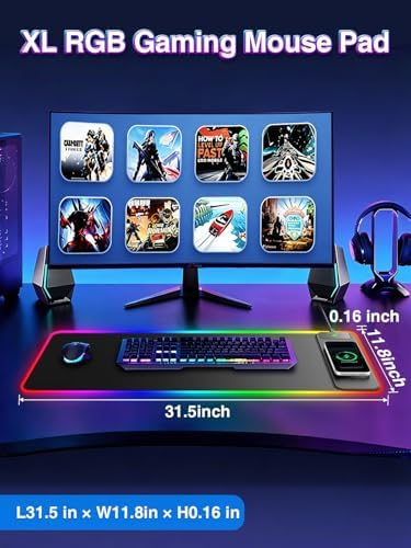 XL RGB LED Gaming Mouse Pad with 15W Magnetic Wireless Charging - Image 3