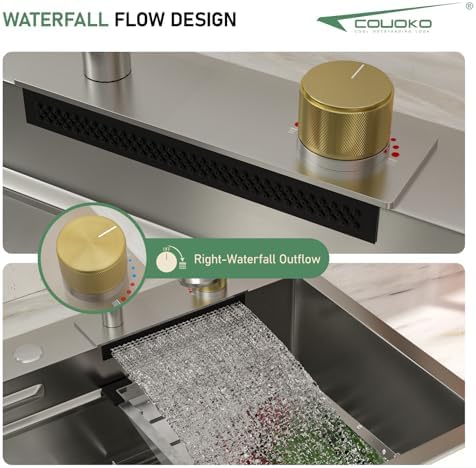 33 Inch Drop In Workstation Waterfall Kitchen Sink with Accessories - Image 5