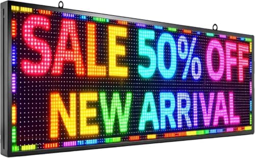 YHY P10 LED Sign 39"x14" Outdoor Waterproof LED Display, High Brightness WiFi Programmable Scrolling Message Board for Store, Restaurant, Advertising by Unknown