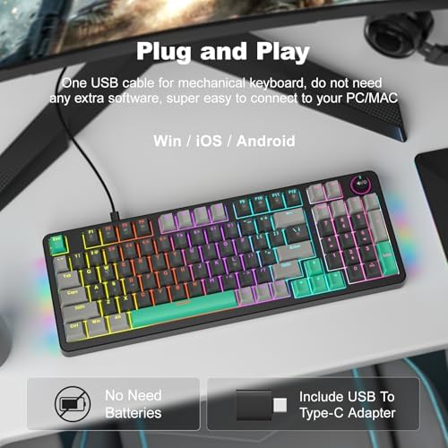AK96 Red Switch Mechanical Keyboard 96 Keys, Black - Image 2