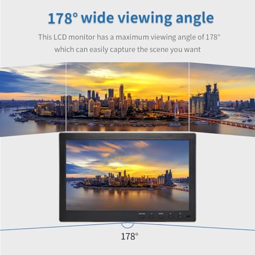 10.1 inch LCD Security Monitor & Displays, 1024 * 600 Resolution,BNC/AV Input, Built-in Dual Speakers Portable Monitor, Suitable for TV CCTV DVD CCD - Image 3