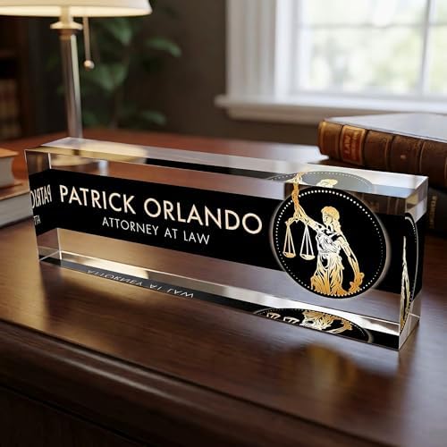 Artblox Office Desk Name Plate Personalized | Custom Name Plates for Desks | Lawyer Design On Clear Acrylic Glass | Office Desk Decor - (8" x 2.5") by Artblox