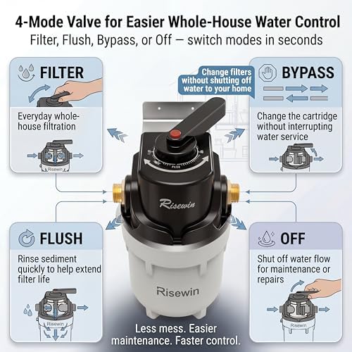 10" Whole House Water Filter System, Single Stage, Bypass, Flushable,1" NPT - Image 4