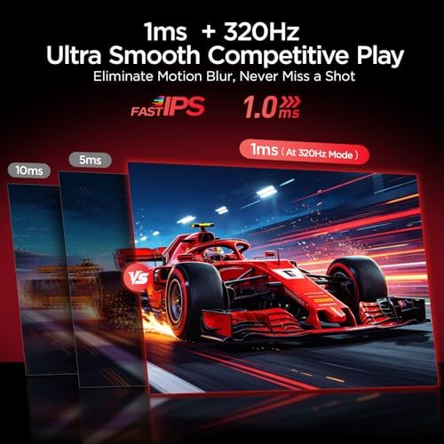 KOORUI 27" 4K Gaming Monitor - Dual Mode UHD 160Hz or FHD 320Hz, Fast IPS 1ms, FreeSync Premium & G-SYNC Compatible, HDMI 2.1/DP 1.4, HDR400, Height/Pivot/Tilt Adjustable, PC & Console Ready, G2741L - Image 5