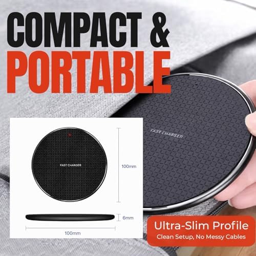 15W Wireless Charging Pad, Qi Compatible Wireless Charger for Smartphones, Fast Charging Non Slip Charger Mat with USB Cable for Desk, Office and Bedside - Image 7