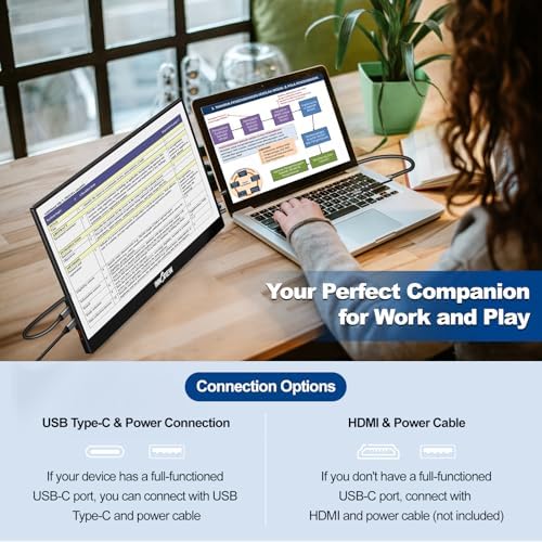 InnoView Portable Monitor 15.6" 1080P for Laptop with Storage Bag, Built-in 90° Adjustable Stand USB C HDMI Ultra-Slim Portable Laptop Monitor for MacBook Phone PS Xbox Switch - Image 3