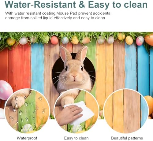 Easter Rabbit Gaming Mouse Pad 35.4"x15.7" Large Extended Pad Desk Mat Anti-Slip Rubber Base & Durable Stitched Edges for Gamers Smooth Mouse Pad Writing Surface for Desk Office/Home - Image 5