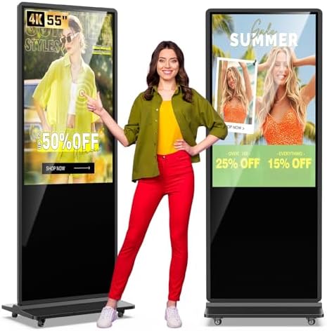 MWE 55 Inch 4K Touchscreen Kiosk, Indoor Floor Standing Digital Signage Displays, Advertising Display LCD Totem, Interactive Display Poster Android System with Auto Media Player by QIXZOCV