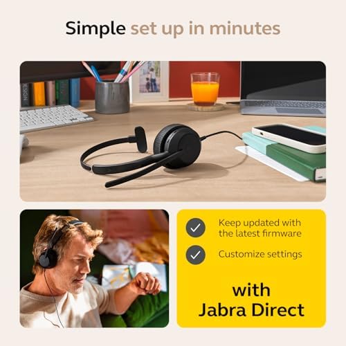 Jabra Evolve2 50 Wired Single-Ear Headset - Noise Cancelling Headphones, Bluetooth Headset for Work with Noise Cancelling Microphones, Works with Online Meeting Platforms Like Zoom & Google, Black - Image 5