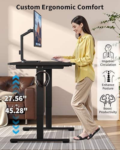Okin Small Electric Standing Desk, 36 x 24 Inches Whole Piece Height Adjustable Desk, Black Sit to Stand Desks Computer Workstation for Home Office - Image 5