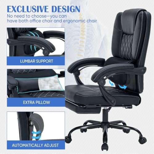 400lbs Reclining Office Chair with Ergonomic Lumbar Support - Image 4
