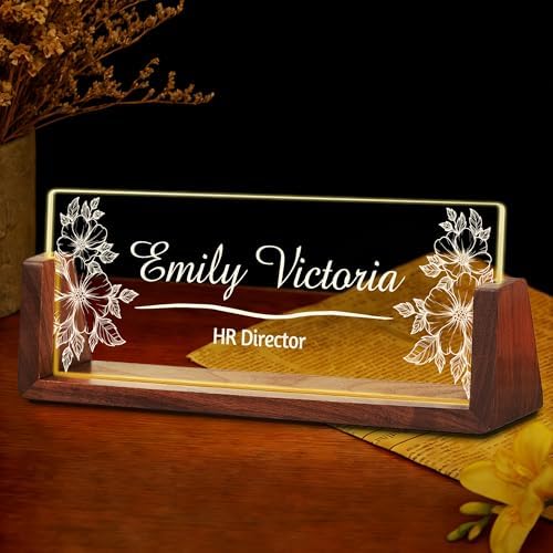 Ship Next Day Custom Name Plate for Desk, Acrylic Office Desk Accessories by Unknown