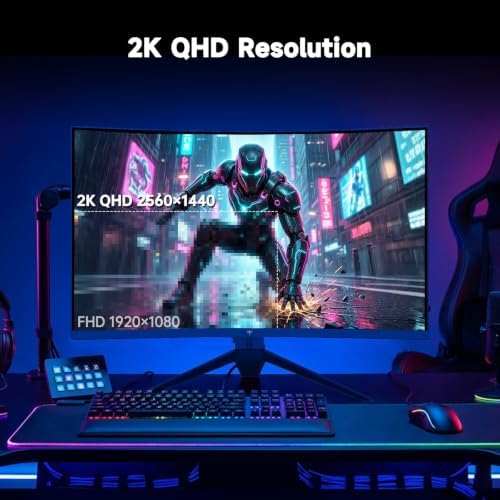KTC 27 Inch 240Hz Curved Gaming Monitor, QHD 1440P 1000R Monitor, H27S25E - Image 3