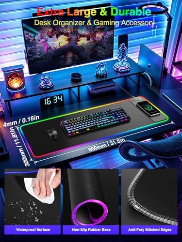 Wireless Charging Mouse Pad Gaming, 31.5"x11.8" Large Desk Mat, Waterproof - Image 2