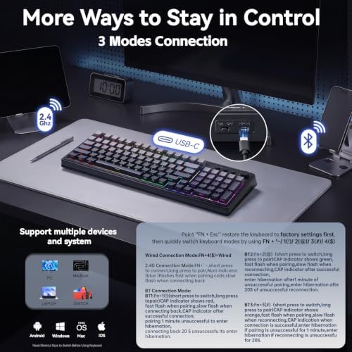 AULA Keyboard Gaming Wireless Creamy Computer Keyboards with Number Pad - Image 4