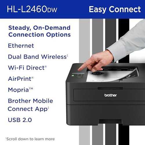 Brother HL-L2460DW Wireless Compact Monochrome Laser Printer with Duplex, Mobile Printing, Black & White Output | Includes Refresh Subscription Trial(1), Works with Alexa - Image 6