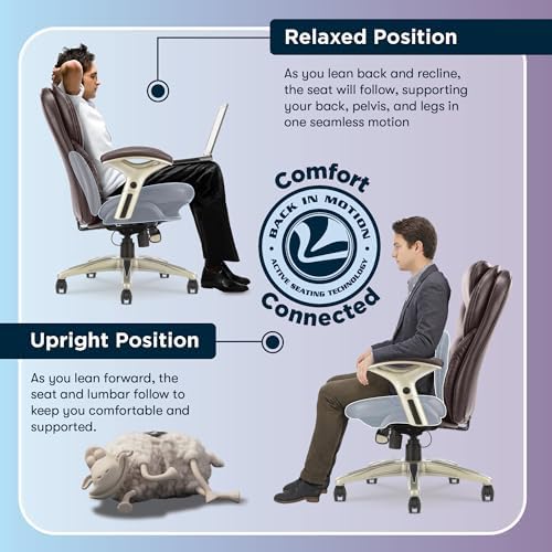 Serta Ergonomic Home Office Chair Pivot Lumbar Support, Leather Desk Chair - Image 5