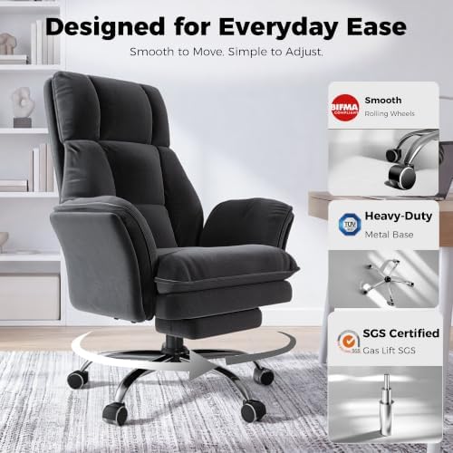 Big and Tall Office Chair, Flip Armrests for Pets & Cross Legged Sitting - Image 5