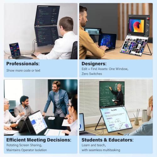 InnoView Dual Portable Monitor 23.8" 3840x2160P 4K 100% sRGB 315°Adjustable Dual Stacked Foldable Monitor Built-in Speakers Screen Extender with HDMI/USB-C/DP for Laptop Windows Mac - Image 4