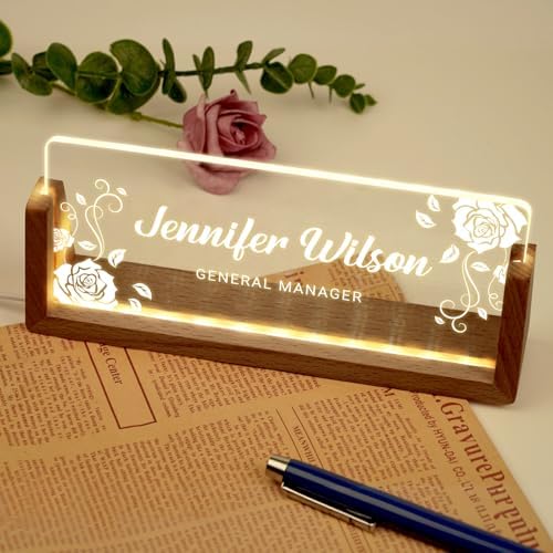 Desk Name Plate Personalized, Custom Acrylic Name Plate for Desk, Office Decor for Women Men, Appreciation Gifts for Coworkers Boss Teacher - Light-Up Name Plaque - Image 4