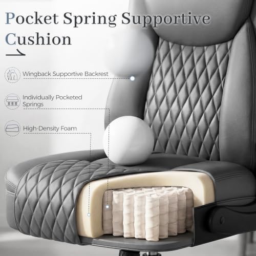 GTPOFFICE Executive Office Chair, Ergonomic PU Leather Desk Chair,Pro Gray - Image 5