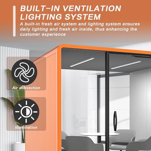 Office Sound Booth with Audio Privacy - Soundproof Booth Includes Unique White Interior,Soundproof Room Include Socket,Light,Door Handle& Orange Frame for Conference Room,Bedroom (White) - Image 5