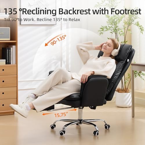 TonghuaS Big and Tall Cross Legged Office Chair, Flip Armrests ＆ Foot Rest - Image 4
