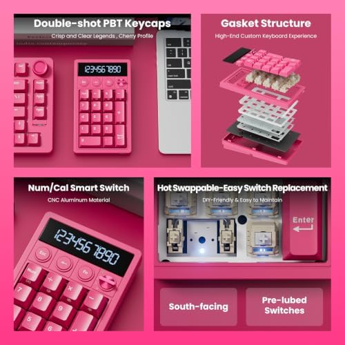 RK ROYAL KLUDGE M20 Wireless Number Pad, Mechanical Numpad with LCD Display, PC Numpad & Calculator Modes, Programmable Numeric Keypad, Bluetooth/2.4G/Wired, RGB Hot-Swappable for Win/Mac - Image 5