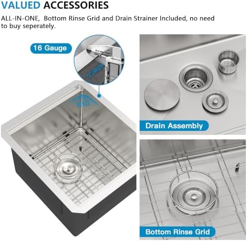 15"x17" Bar Prep Sink Undermount Workstation - Image 7