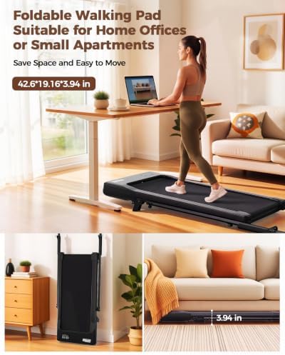Superun Under Desk Walking Pad with 6% Incline, 3 in 1 Portable Treadmill - Image 6