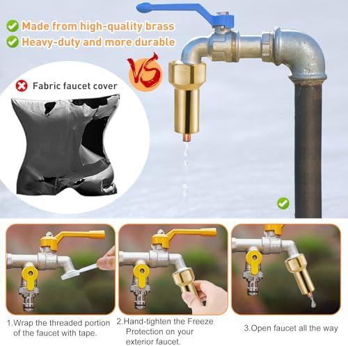 2 Pcs Outdoor Faucet Freeze Protector, Brass Spigot Covers with Tape - Image 3