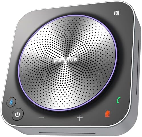 MAXHUB BM35 Wireless Bluetooth Microphone Conference Speakerphone, 360° Omnidirectional Sound Pickup 20ft Radius 8-Array Microphones, AI Noise Reduction NFC Wireless Quick Connection, 15H Talk Time by MAXHUB