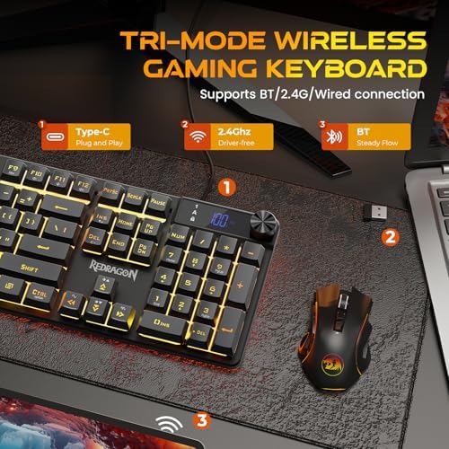 Redragon K521 Pro Wireless Gaming Keyboard with Screen - Image 3