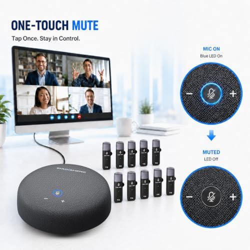 CS02 Conference Speaker and Microphone, 10 Wireless Mics 360 Degree Pickup - Image 6