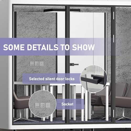 Office Pod Booth with Audio Privacy,Modern Sound Booth with White Modern Style,Sounproof Room with Light,Ventilation,Socket for Meeting Room,Band Practice,Home Gym(118.11IN) - Image 6