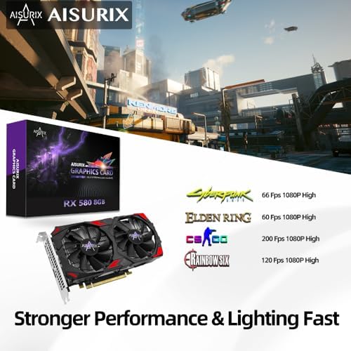 Kelinx AISURIX RX 580 8GB GDDR5 Graphics Card 2*HDMI/1*DP Gaming GPU - Image 4