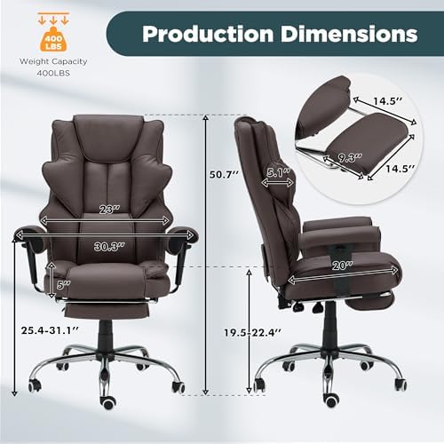 HOMREST Brown Ergonomic Office Chair - Image 3