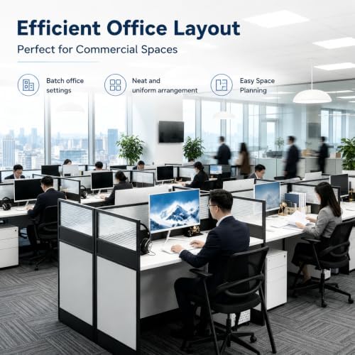 4-Person Office Cubicle Workstation Desk with Mute Privacy Panels & Cable Management, Computer Cubicles Desk for Home & Commercial Office Use, Walnut Finish - Image 4