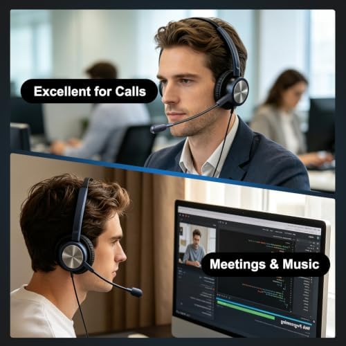 USB Headset with Noise Cancelling Microphone & Mic Mute, Stereo Computer Headphone for Call Center Office Business PC Softphone Calls Microsoft Teams Skype Chat, Clear Voice for Voice Recognition - Image 7
