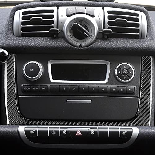 Real Black Carbon Fiber Car Central Console Radio CD Player Control Panel Surround U Frame Trim Sticker Compatible with Benz Smart Fortwo 2011 2012 2013 2014 2015 Auto Interior Accessories 1pc - Image 3