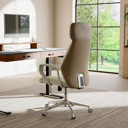 EUREKA ERGONOMIC Aric Executive Office Chair, High Back PU Leather Desk Chair with Lumbar Support, Professional Modern Home Office Chair with Large Headrest & 3-Position Recline(Pack of 3, Beige) - Image 4