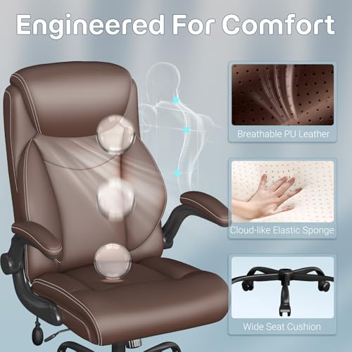 Ergonomic Office Chair,Inflatable Lumbar Support High Back Chair,Brown - Image 4