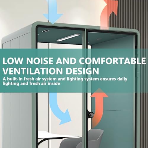 Office Sound Booth with Audio Privacy - Soundproof Recording Booth Includes Green Frame with Curved Corners,Soundproof Room with Light,Steel Plate Structure for Study (62.99IN) - Image 5